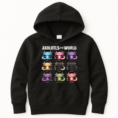 Axolotls Of The World Fun Colorful Cartoon Design Kids Hoodie