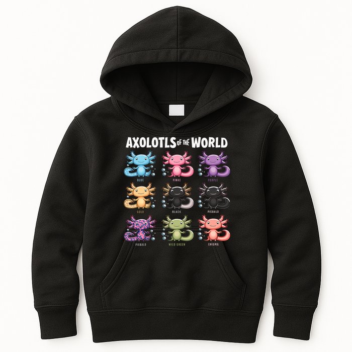 Axolotls Of The World Fun Colorful Cartoon Design Kids Hoodie