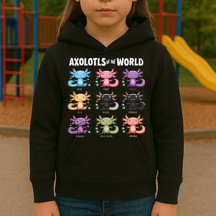 Axolotls Of The World Fun Colorful Cartoon Design Kids Hoodie