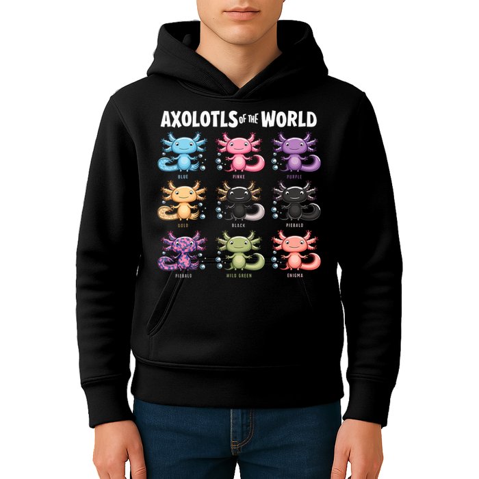 Axolotls Of The World Fun Colorful Cartoon Design Kids Hoodie