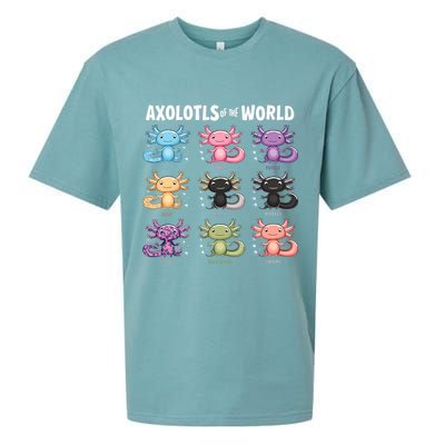 Axolotls Of The World Fun Colorful Cartoon Design Sueded Cloud Jersey T-Shirt