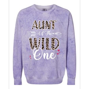 Aunt Of The Wild One Zoo Themed Leopard 1st Birthday Party Great Gift Colorblast Crewneck Sweatshirt