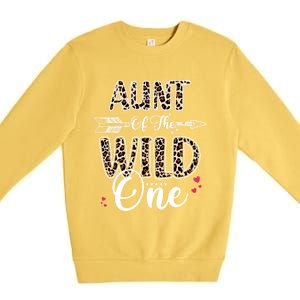 Aunt Of The Wild One Zoo Themed Leopard 1st Birthday Party Great Gift Premium Crewneck Sweatshirt