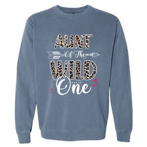 Aunt Of The Wild One Zoo Themed Leopard 1st Birthday Party Great Gift Garment-Dyed Sweatshirt