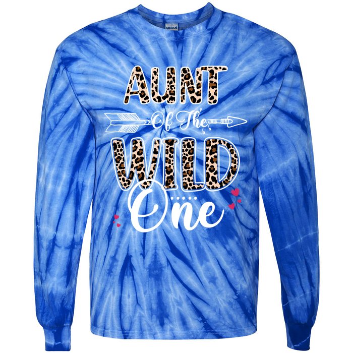 Aunt Of The Wild One Zoo Themed Leopard 1st Birthday Party Great Gift Tie-Dye Long Sleeve Shirt