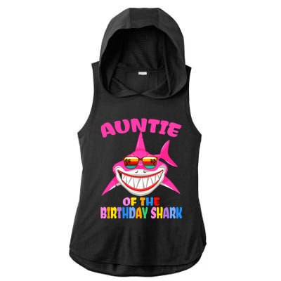 Auntie Of The Baby Birthday Shark Auntie Shark Halloween Day Ladies PosiCharge Tri-Blend Wicking Draft Hoodie Tank