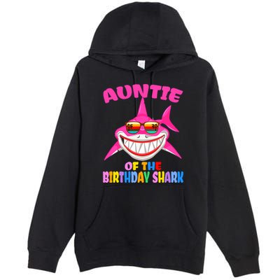 Auntie Of The Baby Birthday Shark Auntie Shark Halloween Day Premium Pullover Hoodie