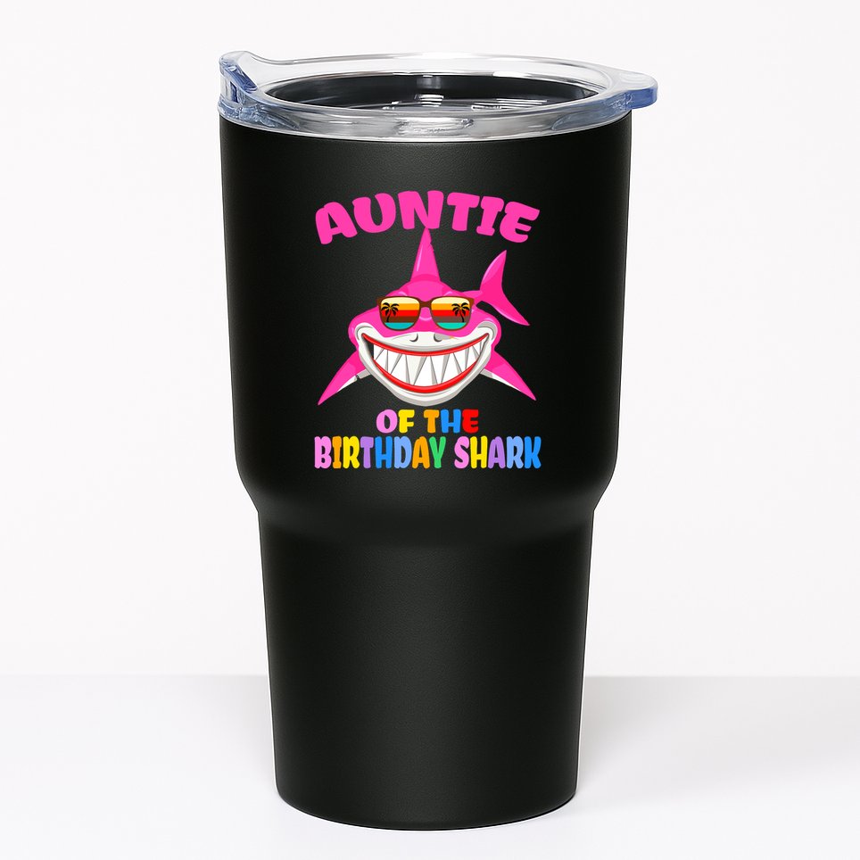 Auntie Of The Baby Birthday Shark Auntie Shark Halloween Day Tumbler