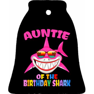 Auntie Of The Baby Birthday Shark Auntie Shark Halloween Day Ceramic Bell Ornament