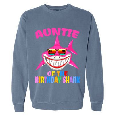 Auntie Of The Baby Birthday Shark Auntie Shark Halloween Day Garment-Dyed Sweatshirt
