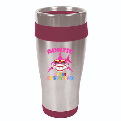 Auntie Of The Baby Birthday Shark Auntie Shark Halloween Day 16oz Travel Tumbler