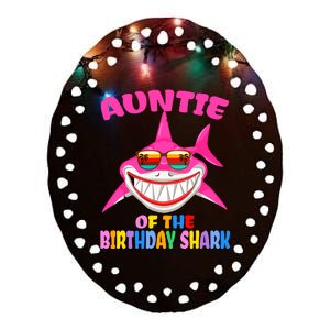 Auntie Of The Baby Birthday Shark Auntie Shark Halloween Day Ceramic Oval Ornament