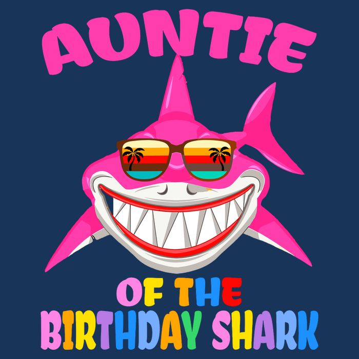 Auntie Of The Baby Birthday Shark Auntie Shark Halloween Day 7 Panel Mesh Trucker Snapback Hat