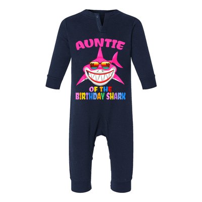 Auntie Of The Baby Birthday Shark Auntie Shark Halloween Day Infant Fleece One Piece