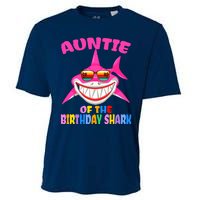 Auntie Of The Baby Birthday Shark Auntie Shark Halloween Day Cooling Performance Crew T-Shirt