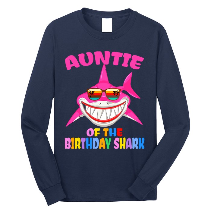 Auntie Of The Baby Birthday Shark Auntie Shark Halloween Day Long Sleeve Shirt