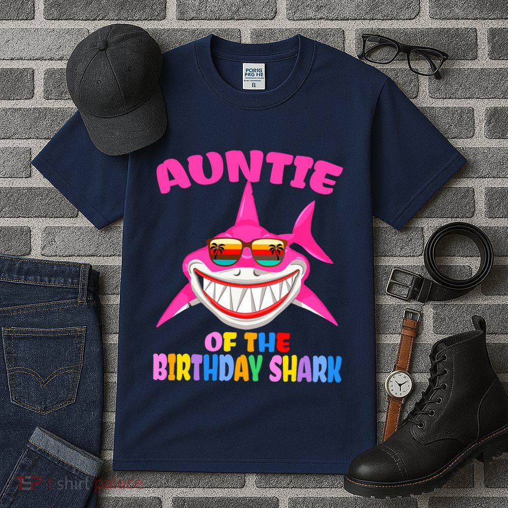 Auntie Of The Baby Birthday Shark Auntie Shark Halloween Day Tall T-Shirt