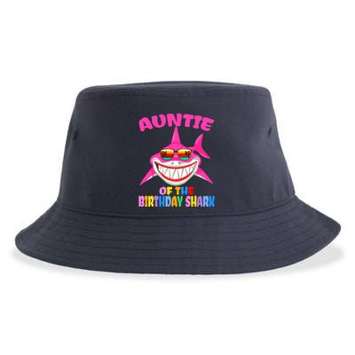 Auntie Of The Baby Birthday Shark Auntie Shark Halloween Day Sustainable Bucket Hat