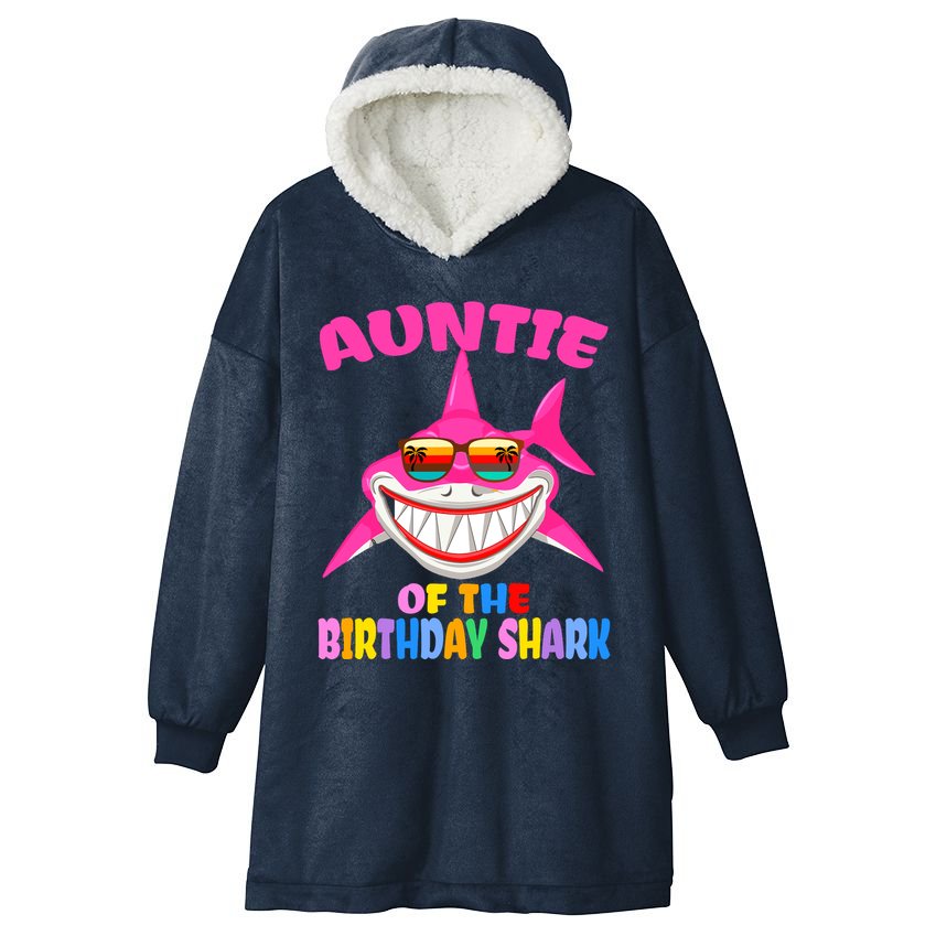 Auntie Of The Baby Birthday Shark Auntie Shark Halloween Day Hooded Wearable Blanket