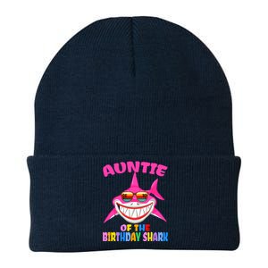 Auntie Of The Baby Birthday Shark Auntie Shark Halloween Day Knit Cap Winter Beanie