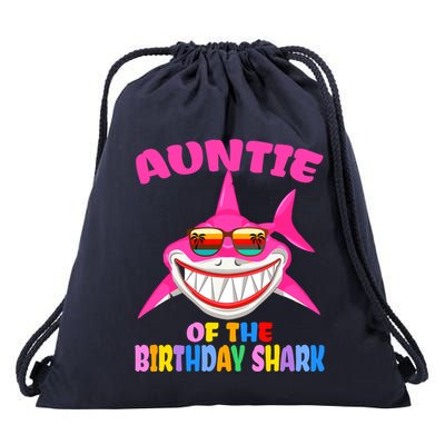 Auntie Of The Baby Birthday Shark Auntie Shark Halloween Day Drawstring Bag