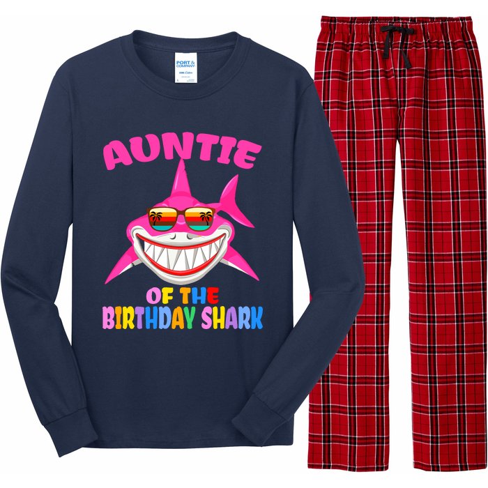 Auntie Of The Baby Birthday Shark Auntie Shark Halloween Day Long Sleeve Pajama Set