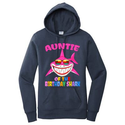 Auntie Of The Baby Birthday Shark Auntie Shark Halloween Day Women's Pullover Hoodie