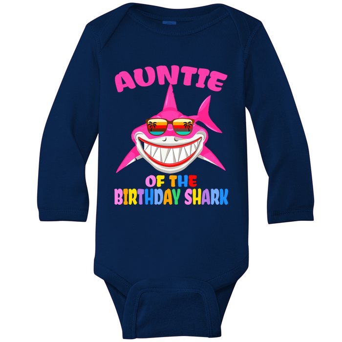 Auntie Of The Baby Birthday Shark Auntie Shark Halloween Day Baby Long Sleeve Bodysuit