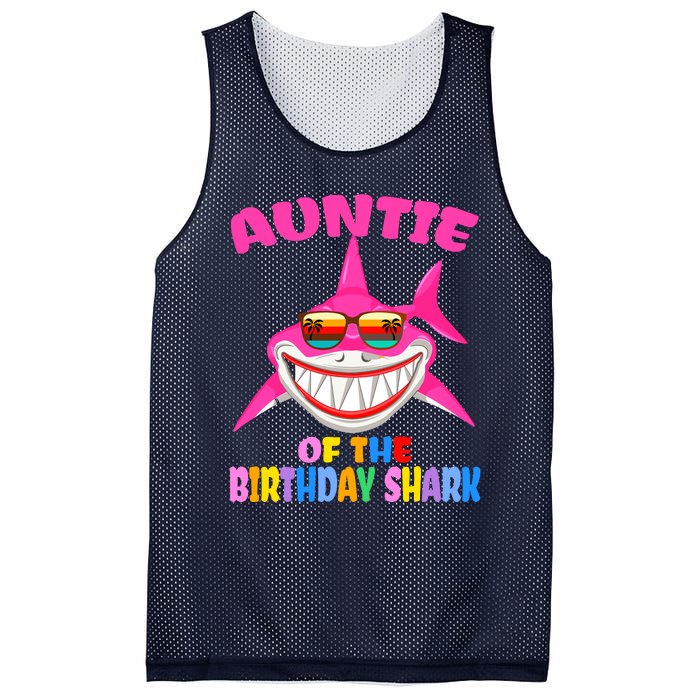 Auntie Of The Baby Birthday Shark Auntie Shark Halloween Day Mesh Reversible Basketball Jersey Tank