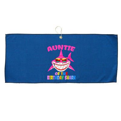 Auntie Of The Baby Birthday Shark Auntie Shark Halloween Day Large Microfiber Waffle Golf Towel