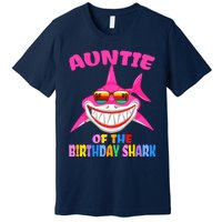 Auntie Of The Baby Birthday Shark Auntie Shark Halloween Day Premium T-Shirt