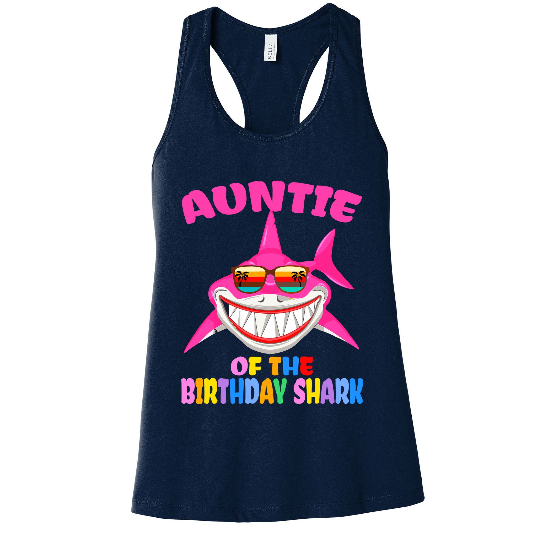 Auntie Of The Baby Birthday Shark Auntie Shark Halloween Day Womens Tank Top
