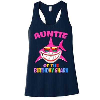 Auntie Of The Baby Birthday Shark Auntie Shark Halloween Day Women's Racerback Tank