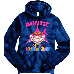 Auntie Of The Baby Birthday Shark Auntie Shark Halloween Day Tie Dye Hoodie