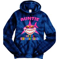 Auntie Of The Baby Birthday Shark Auntie Shark Halloween Day Tie Dye Hoodie