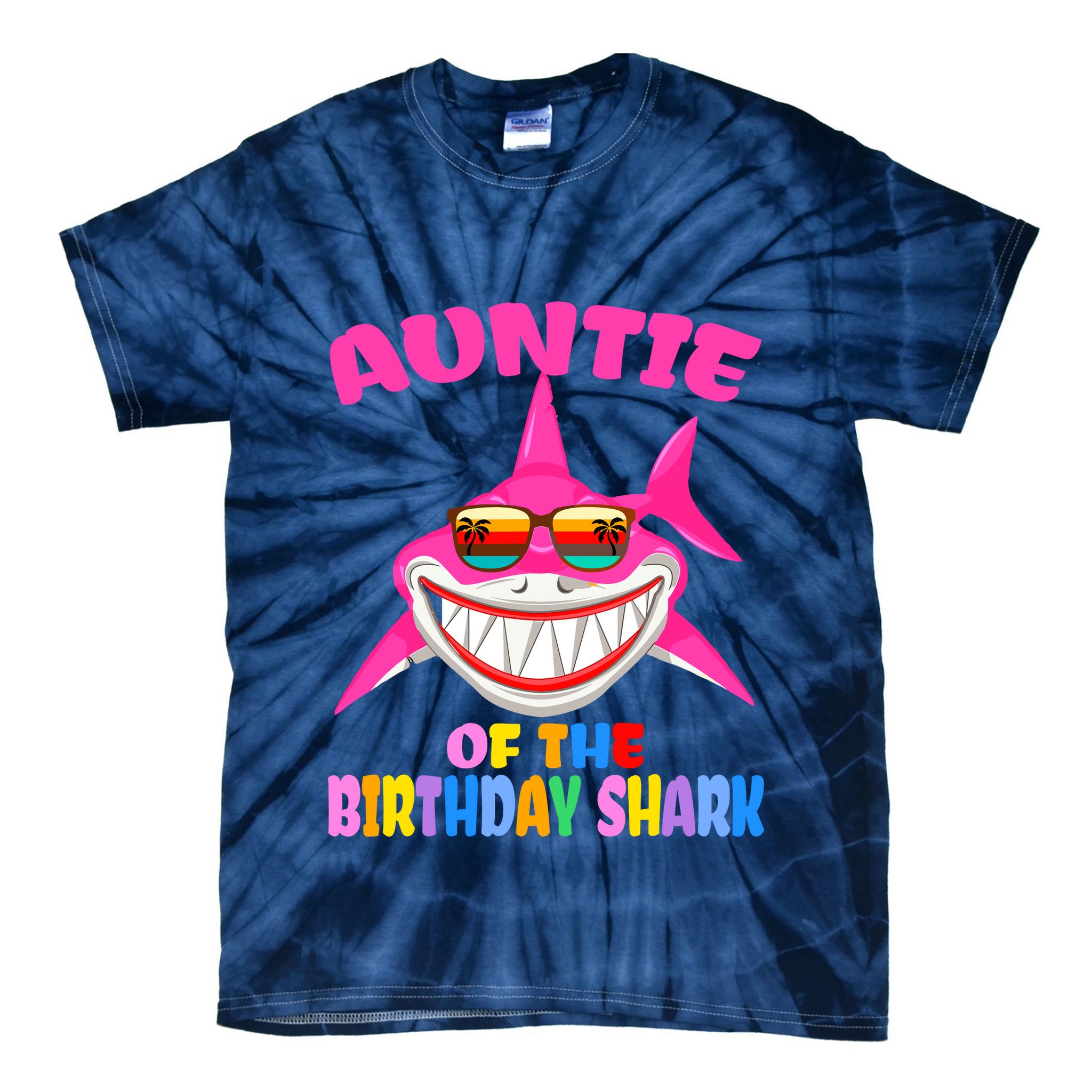 Auntie Of The Baby Birthday Shark Auntie Shark Halloween Day Tie-Dye T-Shirt