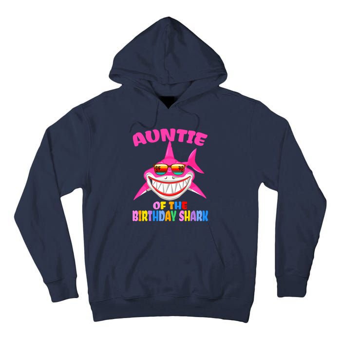 Auntie Of The Baby Birthday Shark Auntie Shark Halloween Day Tall Hoodie