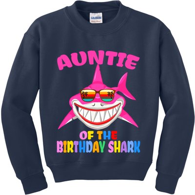 Auntie Of The Baby Birthday Shark Auntie Shark Halloween Day Kids Sweatshirt