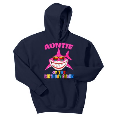 Auntie Of The Baby Birthday Shark Auntie Shark Halloween Day Kids Hoodie