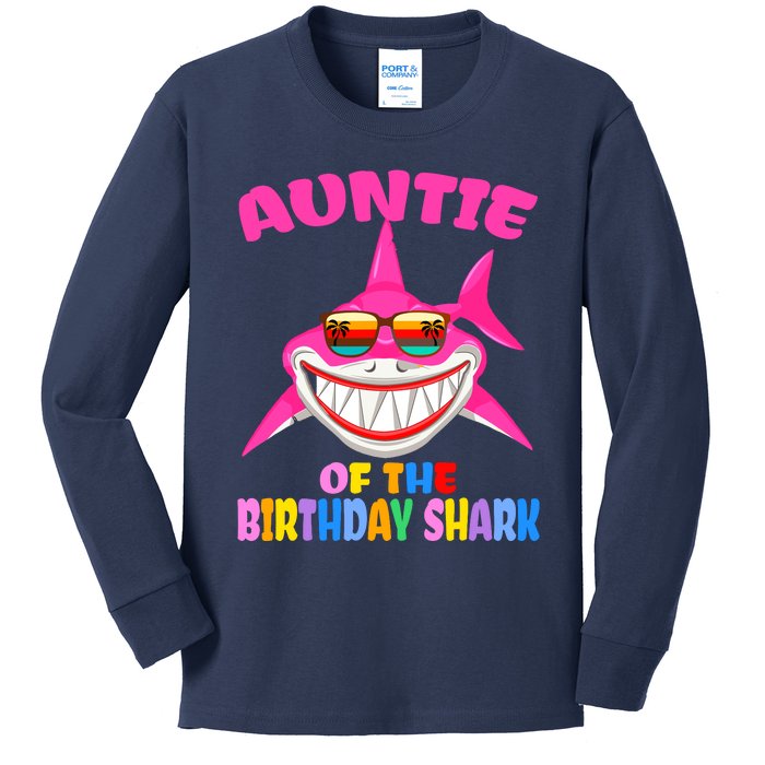 Auntie Of The Baby Birthday Shark Auntie Shark Halloween Day Kids Long Sleeve Shirt