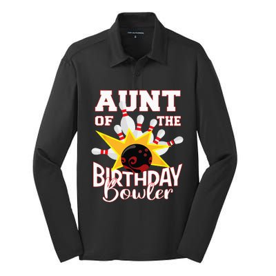 Aunt Of The Birthday Bowler Bowling Party Silk Touch Performance Long Sleeve Polo