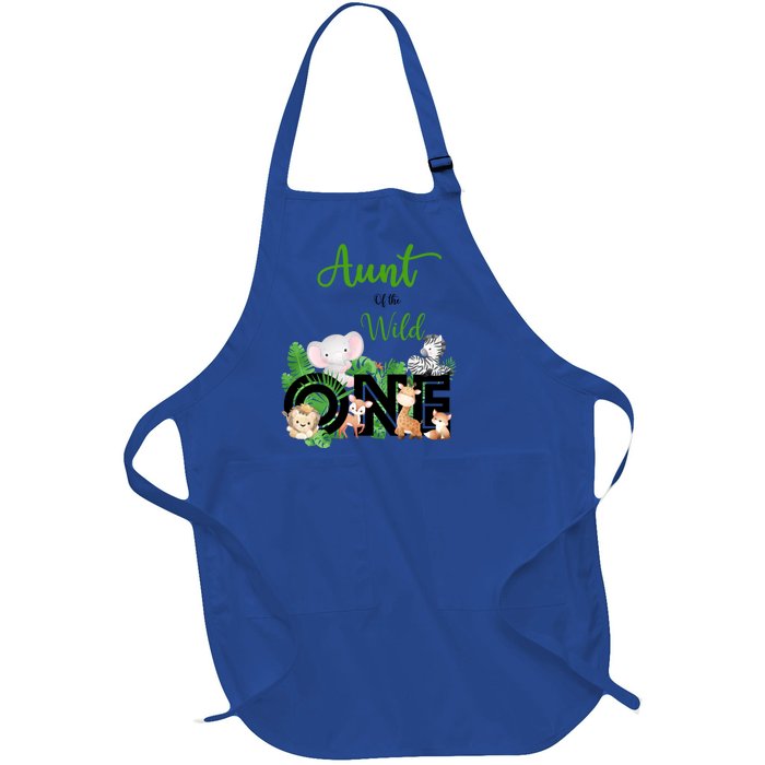 Aunt Of The Wild One Zoo's Happy Birthday Jungle Animal Cool Gift Full-Length Apron With Pockets