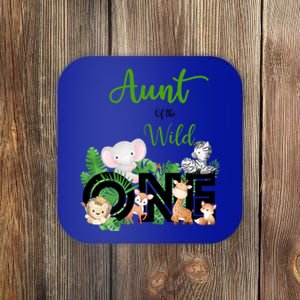 Aunt Of The Wild One Zoo's Happy Birthday Jungle Animal Cool Gift Coaster