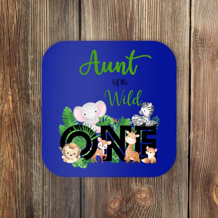 Aunt Of The Wild One Zoo's Happy Birthday Jungle Animal Cool Gift Coaster