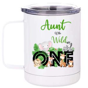 Aunt Of The Wild One Zoo's Happy Birthday Jungle Animal Cool Gift 12 oz Stainless Steel Tumbler Cup