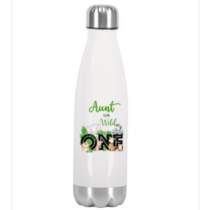 Aunt Of The Wild One Zoo's Happy Birthday Jungle Animal Cool Gift Stainless Steel Insulated Water Bottle