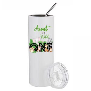 Aunt Of The Wild One Zoo's Happy Birthday Jungle Animal Cool Gift Stainless Steel Tumbler