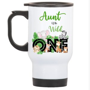 Aunt Of The Wild One Zoo's Happy Birthday Jungle Animal Cool Gift Stainless Steel Travel Mug