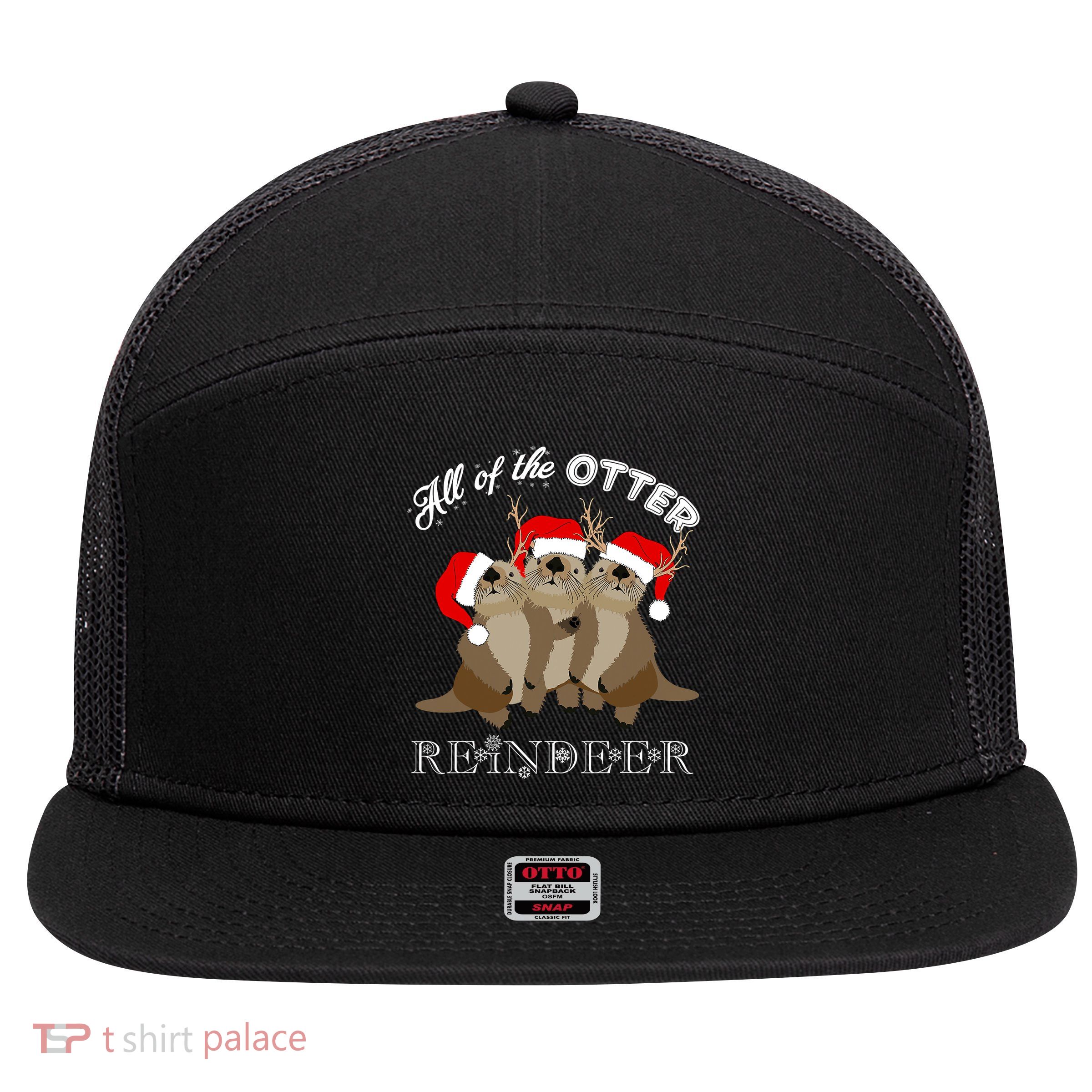 All Of The Otter Reindeer Funny Other Christmas Beaver 7 Panel Mesh Trucker Snapback Hat