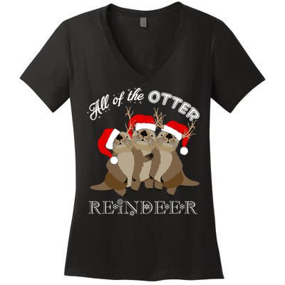 All Of The Otter Reindeer Funny Other Christmas Beaver Women's V-Neck T-Shirt